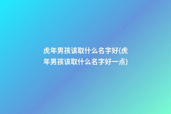 虎年男孩该取什么名字好(虎年男孩该取什么名字好一点)