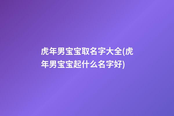 虎年男宝宝取名字大全(虎年男宝宝起什么名字好)