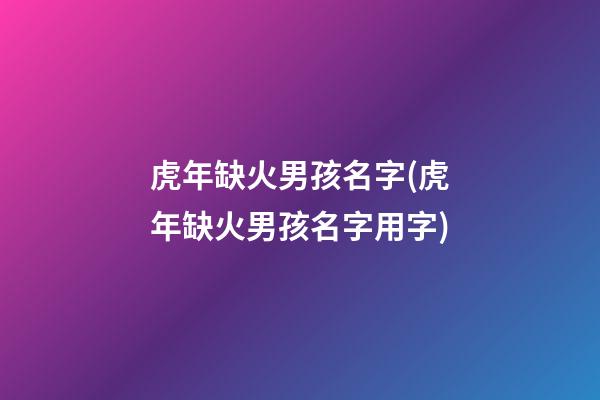 虎年缺火男孩名字(虎年缺火男孩名字用字)