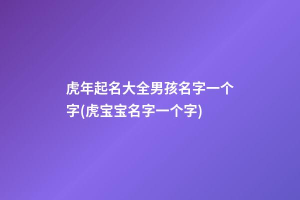 虎年起名大全男孩名字一个字(虎宝宝名字一个字)