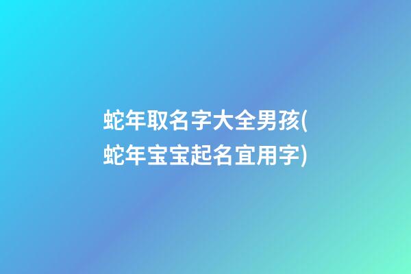 蛇年取名字大全男孩(蛇年宝宝起名宜用字)