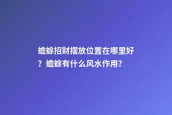 蟾蜍招财摆放位置在哪里好？蟾蜍有什么风水作用？