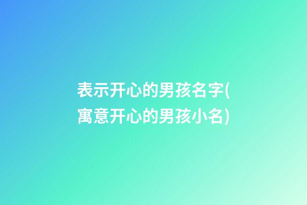 表示开心的男孩名字(寓意开心的男孩小名)