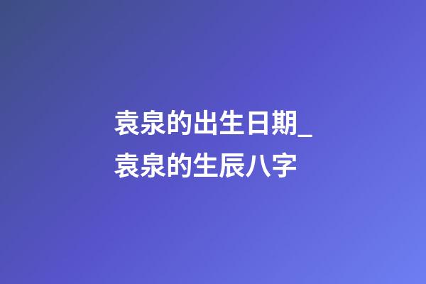 袁泉的出生日期_袁泉的生辰八字