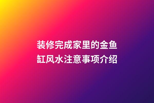装修完成家里的金鱼缸风水注意事项介绍