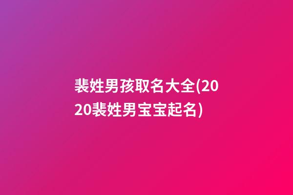 裴姓男孩取名大全(2020裴姓男宝宝起名)