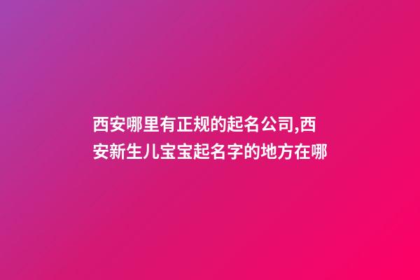 西安哪里有正规的起名公司,西安新生儿宝宝起名字的地方在哪-第1张-公司起名-玄机派