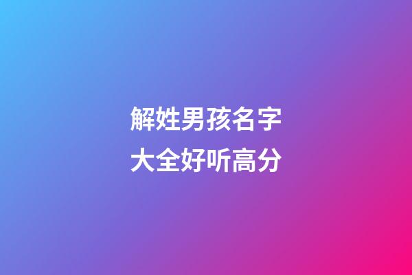 解姓男孩名字大全好听高分