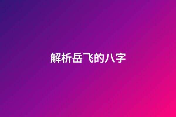 解析岳飞的八字