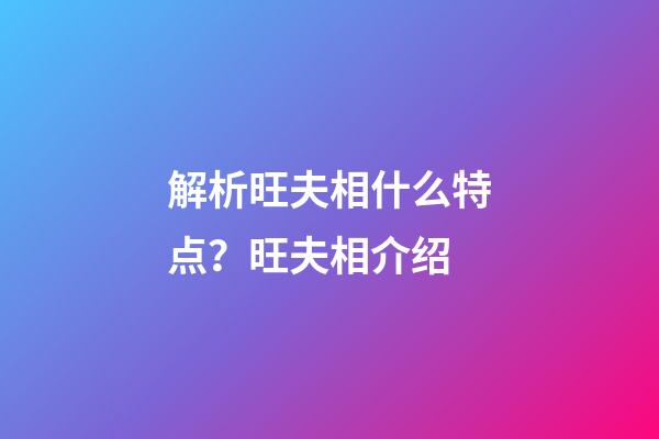 解析旺夫相什么特点？旺夫相介绍