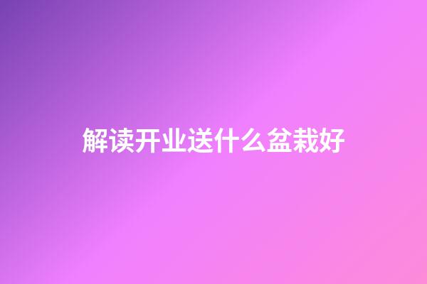 解读开业送什么盆栽好