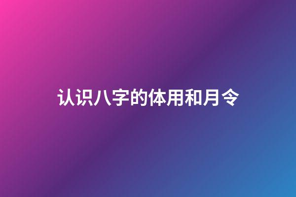 认识八字的体用和月令