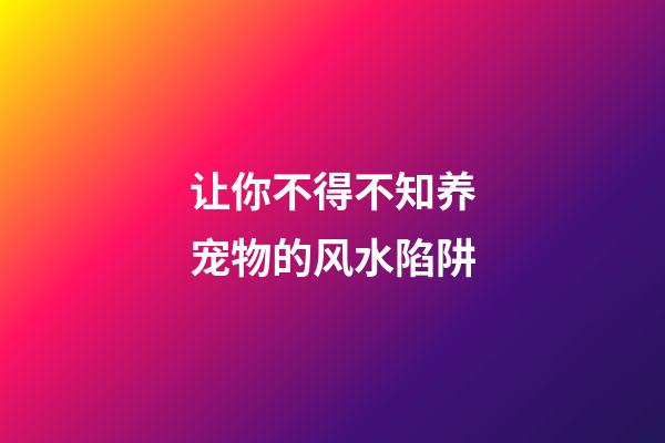 让你不得不知养宠物的风水陷阱