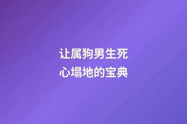 让属狗男生死心塌地的宝典