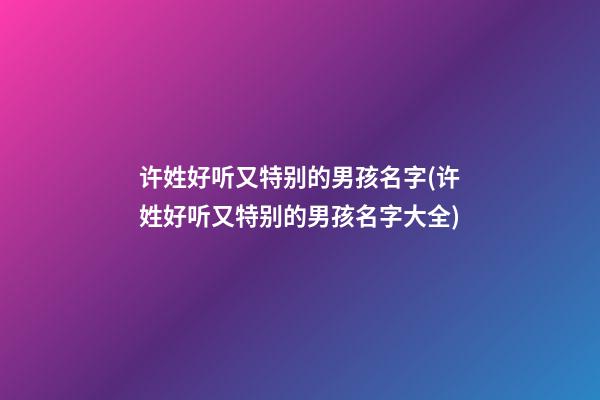 许姓好听又特别的男孩名字(许姓好听又特别的男孩名字大全)
