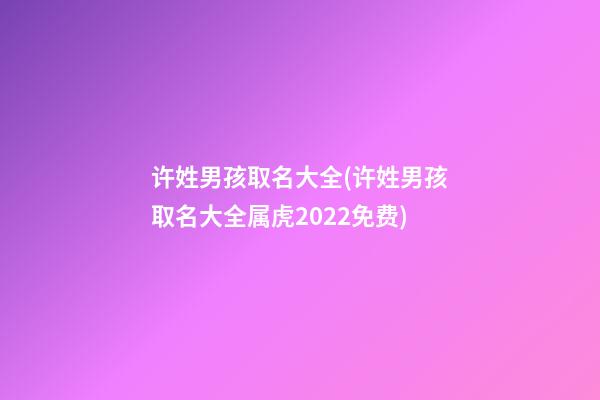许姓男孩取名大全(许姓男孩取名大全属虎2022免费)