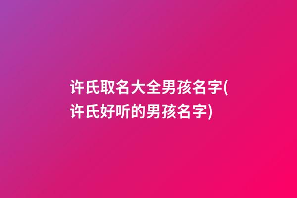 许氏取名大全男孩名字(许氏好听的男孩名字)