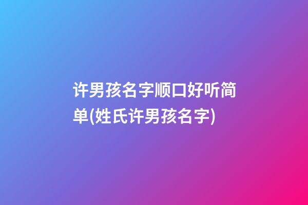 许男孩名字顺口好听简单(姓氏许男孩名字)
