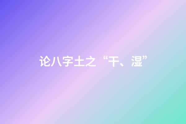 论八字土之“干、湿”