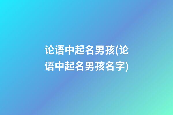 论语中起名男孩(论语中起名男孩名字)