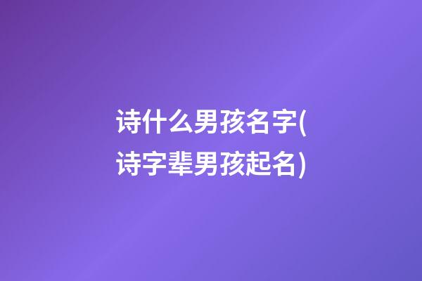 诗什么男孩名字(诗字辈男孩起名)