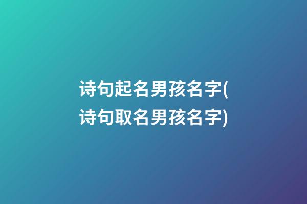 诗句起名男孩名字(诗句取名男孩名字)