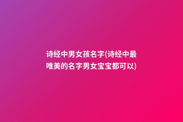 诗经中男女孩名字(诗经中最唯美的名字男女宝宝都可以)