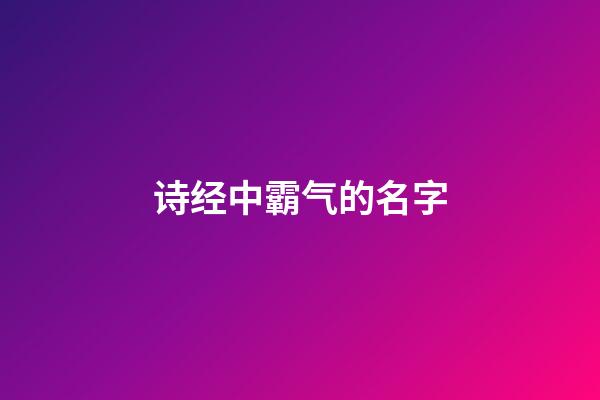 诗经中霸气的名字