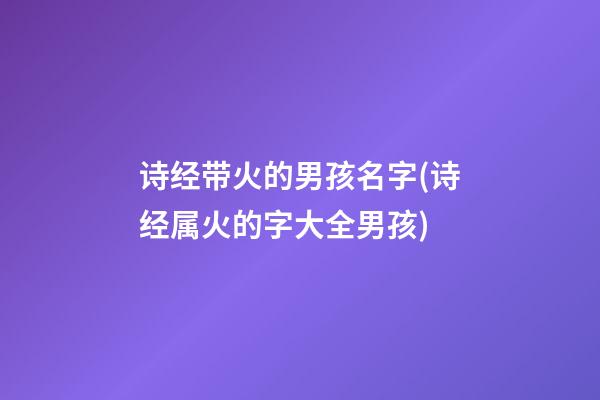 诗经带火的男孩名字(诗经属火的字大全男孩)