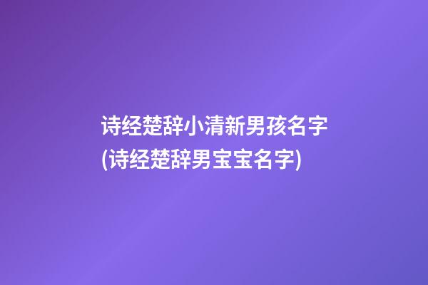 诗经楚辞小清新男孩名字(诗经楚辞男宝宝名字)