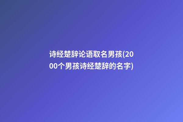 诗经楚辞论语取名男孩(2000个男孩诗经楚辞的名字)