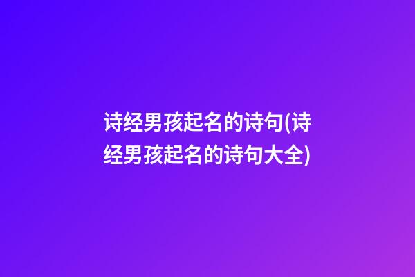 诗经男孩起名的诗句(诗经男孩起名的诗句大全)