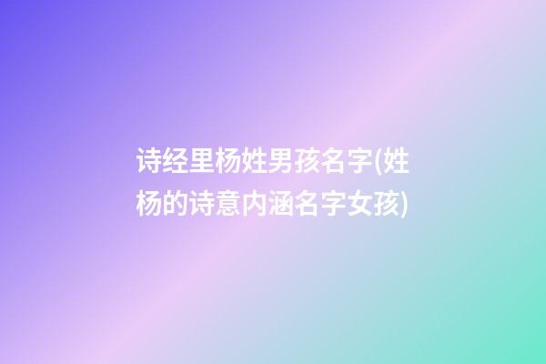 诗经里杨姓男孩名字(姓杨的诗意内涵名字女孩)