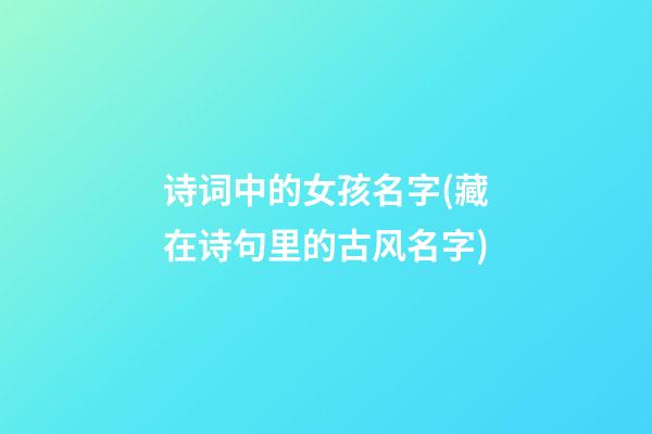 诗词中的女孩名字(藏在诗句里的古风名字)