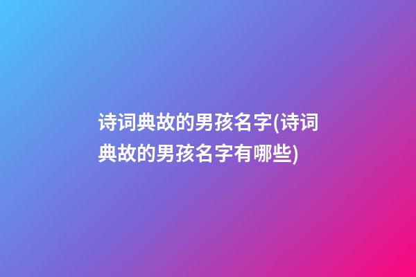 诗词典故的男孩名字(诗词典故的男孩名字有哪些)