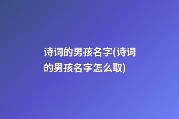 诗词的男孩名字(诗词的男孩名字怎么取)