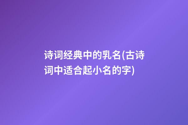 诗词经典中的乳名(古诗词中适合起小名的字)