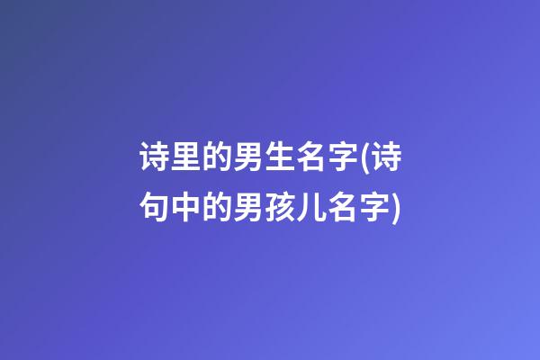 诗里的男生名字(诗句中的男孩儿名字)