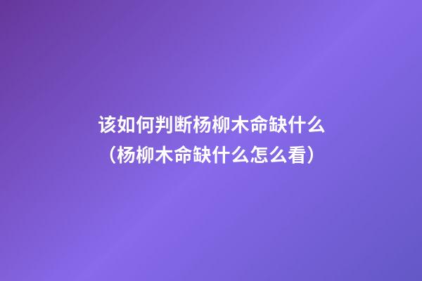 该如何判断杨柳木命缺什么（杨柳木命缺什么怎么看）