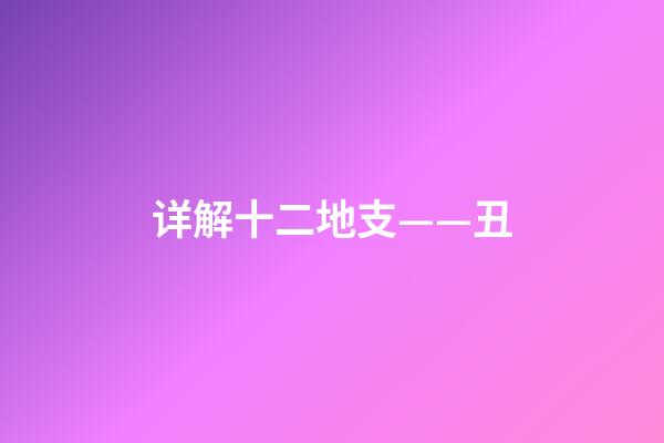 详解十二地支——丑