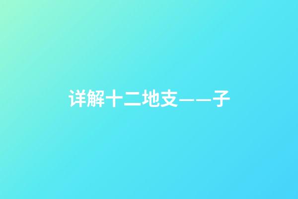 详解十二地支——子