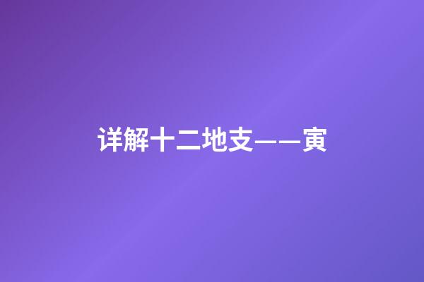 详解十二地支——寅