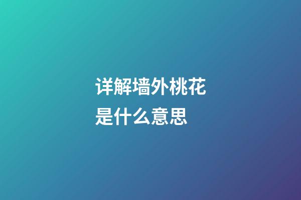 详解墙外桃花是什么意思