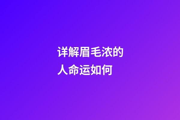 详解眉毛浓的人命运如何