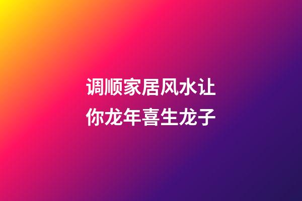 调顺家居风水让你龙年喜生龙子