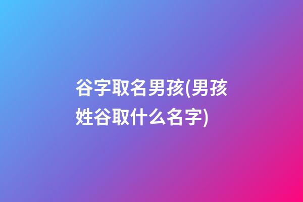 谷字取名男孩(男孩姓谷取什么名字)