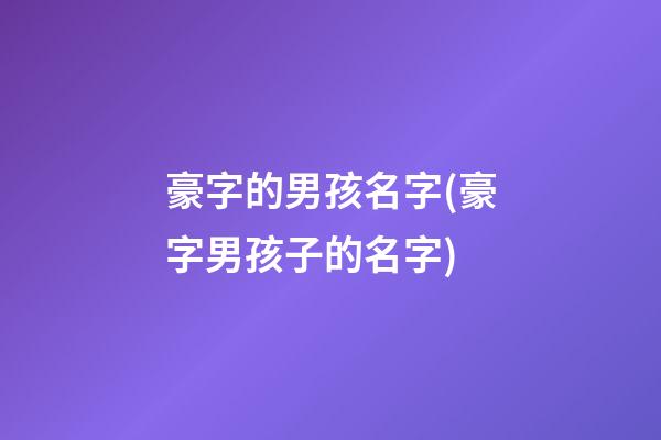 豪字的男孩名字(豪字男孩子的名字)