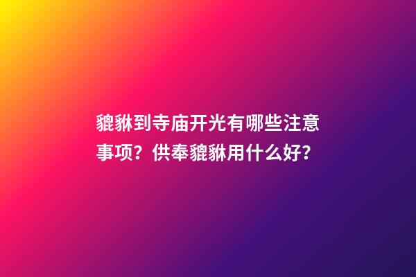 貔貅到寺庙开光有哪些注意事项？供奉貔貅用什么好？