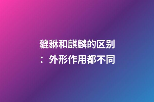 貔貅和麒麟的区别：外形作用都不同