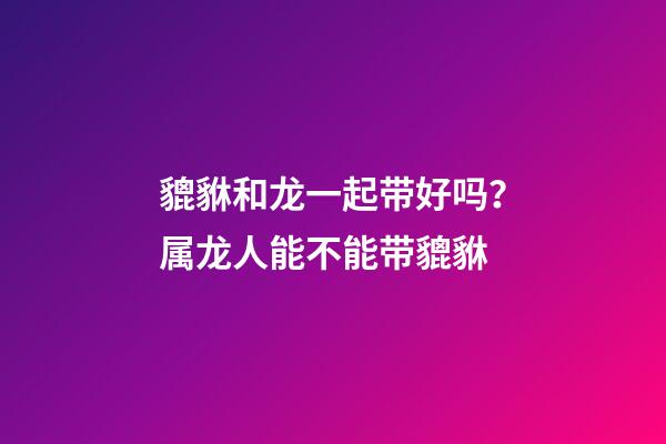 貔貅和龙一起带好吗？属龙人能不能带貔貅